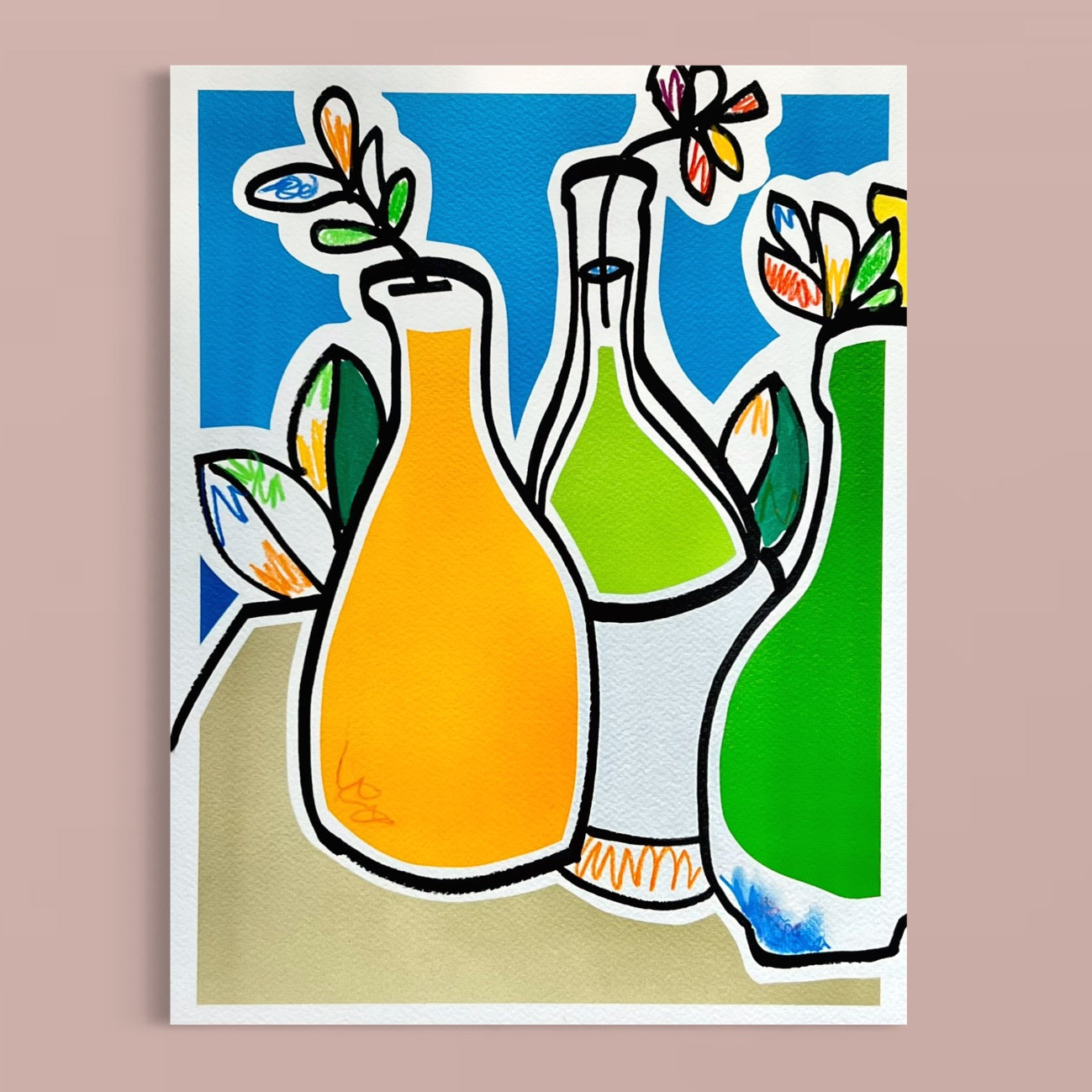 Tre fiaschi fioriti