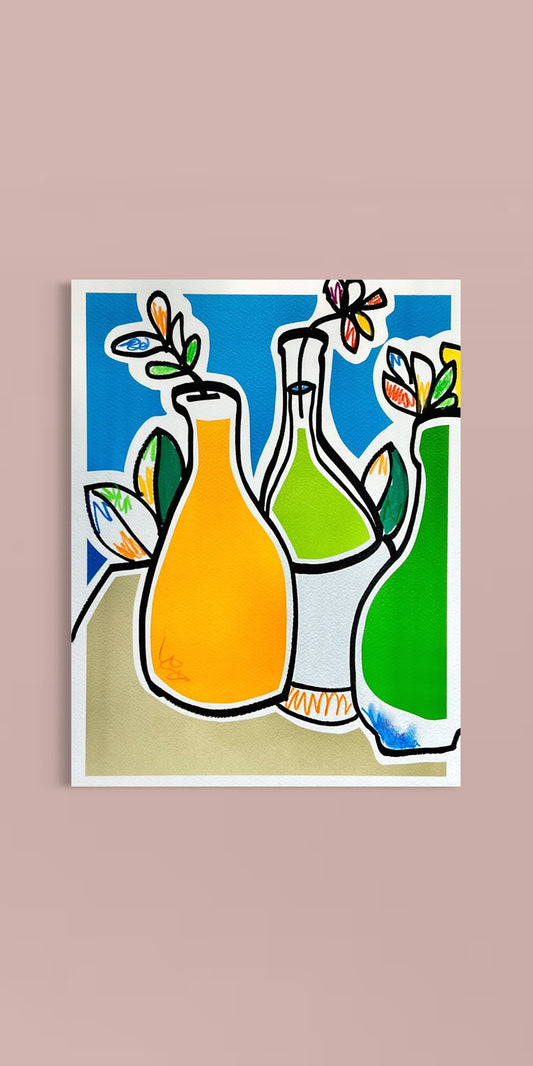 Tre fiaschi fioriti
